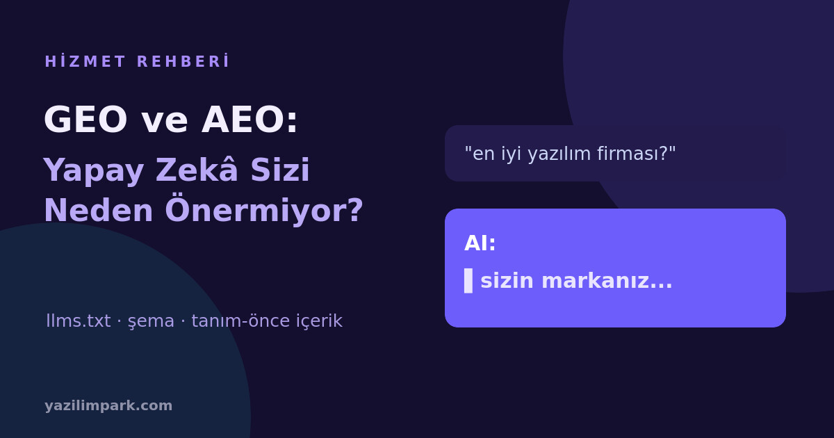 GEO ve AEO: ChatGPT ve Google Yapay Zekâsı Sizi Neden Önermiyor?